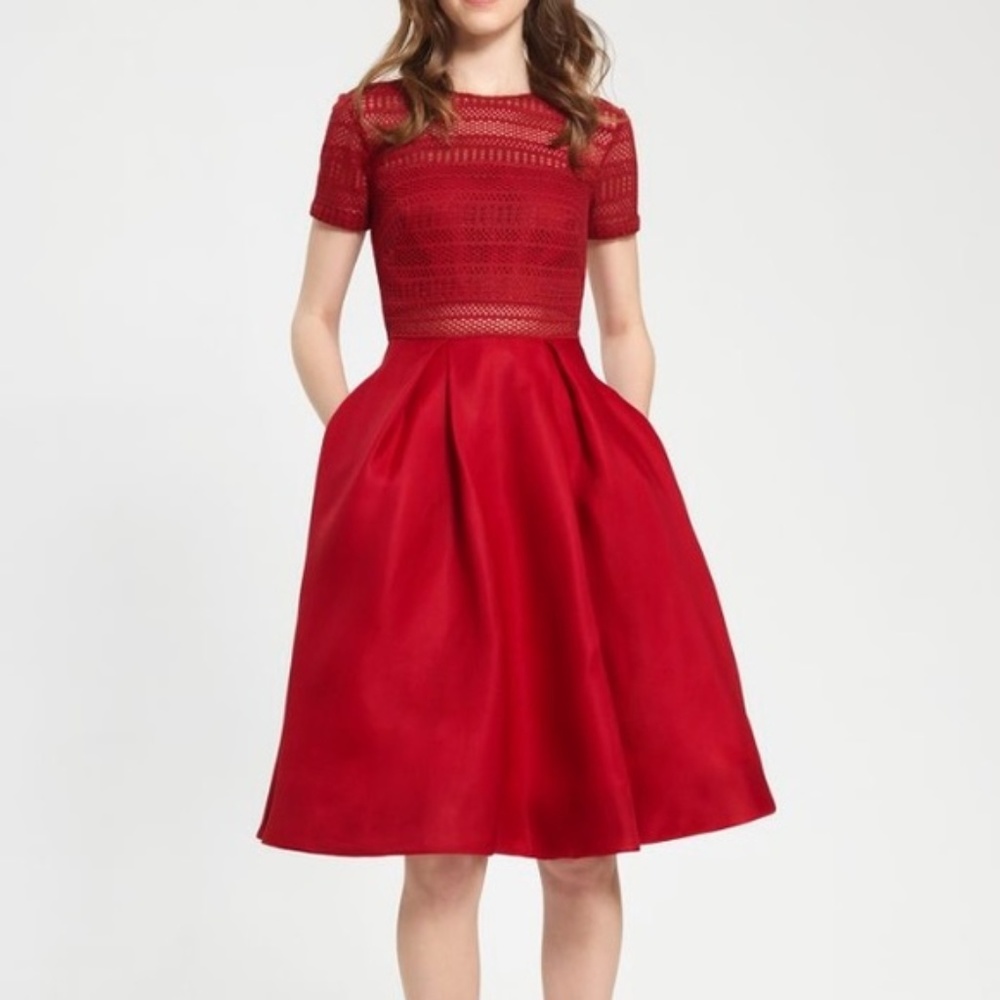 Monique Lhuillier Solid Perforated Dress Brand New